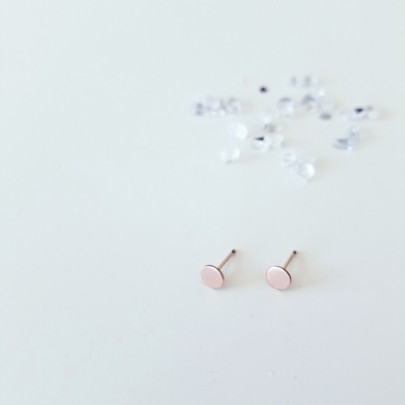 Rose Gold Dot Earrings Tiny 4mm - Picture 4 of 4